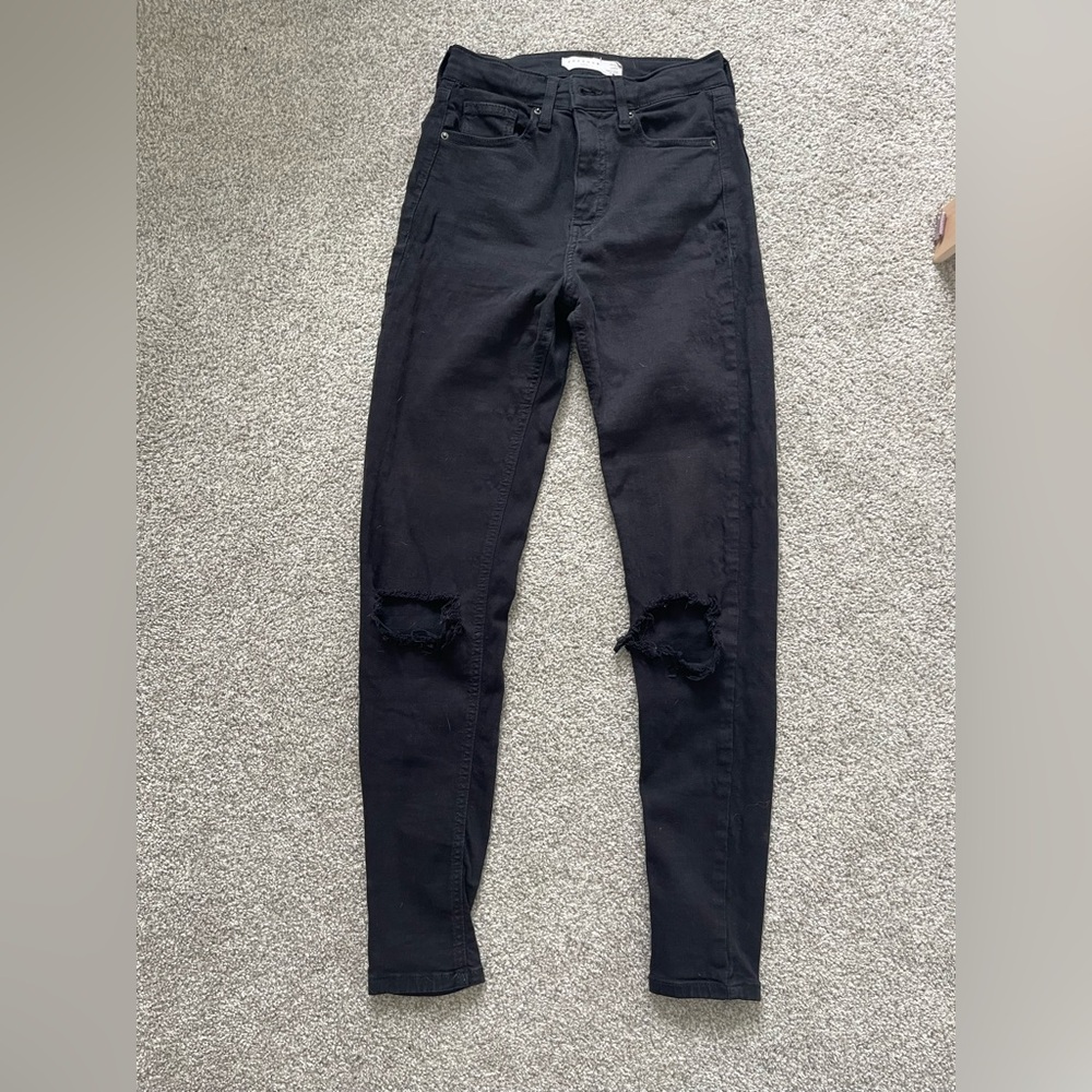Topshop Black Ripped Skinny Jeans
